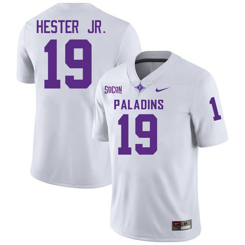 Furman Paladins #19 Devin Hester Jr. College Football Jerseys,Uniforms-White